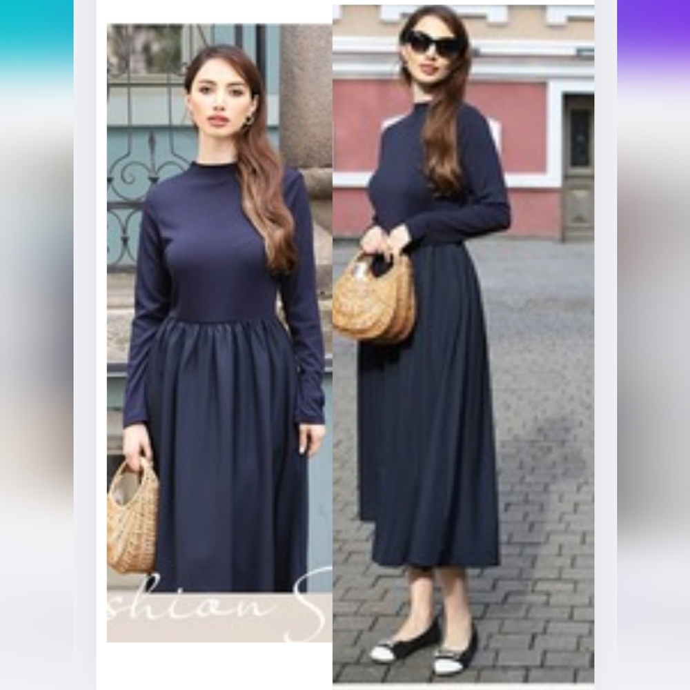 Grace Karin S Navy Blue Long Sleeve Dress 0773-t